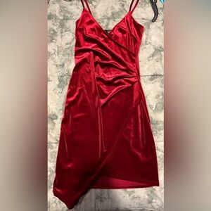 Brand new - Red velvety spaghetti strap mini dress
